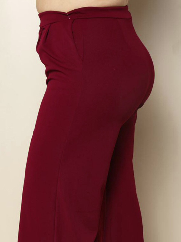 XL-3XL Fashion Plus Size Jumpsuit Wine Red