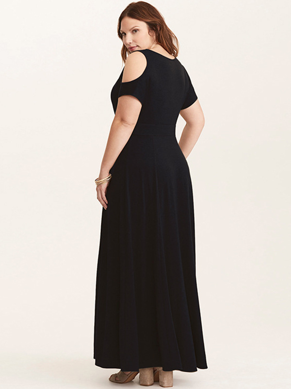 XL-3XL V Neck Plus Size Maxi Dress