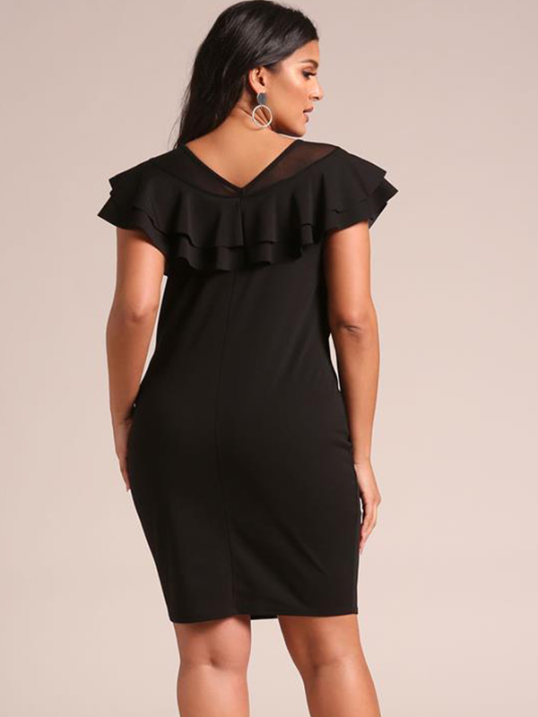 XL-4XL Flouncing Mini Bodycon Dress