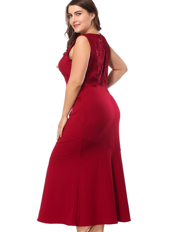 XL-5XL Plus Size Women V-Neck Dress 