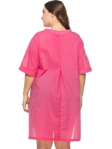 L-6XL Plus Size Women Dress Rose