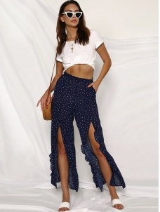 Open Front Dot High Waist Pants