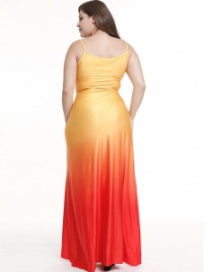 S-4XL Plus Size Women Maxi Dress Red 