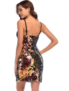 Sexy Spaghetti Strap Pencil Sequin Dresses 