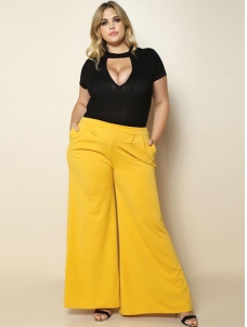 XL-3XL Fashion Plus Size Jumpsuit Yellow