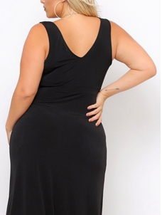 XL-3XL V Neck Maxi Plus Size Dress