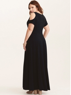 XL-3XL V Neck Plus Size Maxi Dress