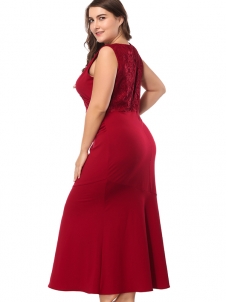 XL-5XL Plus Size Women V-Neck Dress 