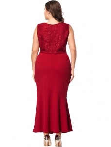 XL-5XL Plus Size Women V-Neck Dress 