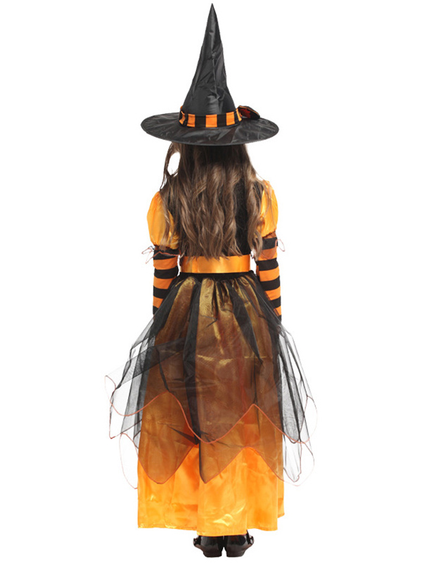 Child Witch Halloween Orange  Witch Costume