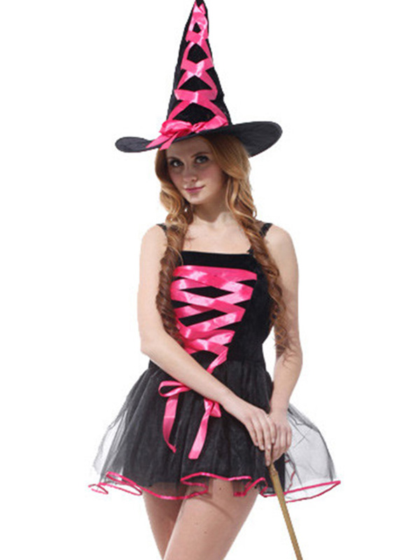 Girls Witch Halloween Costume Dress Rose