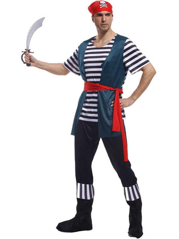 Men Cosplay Pirate Costume With Hat