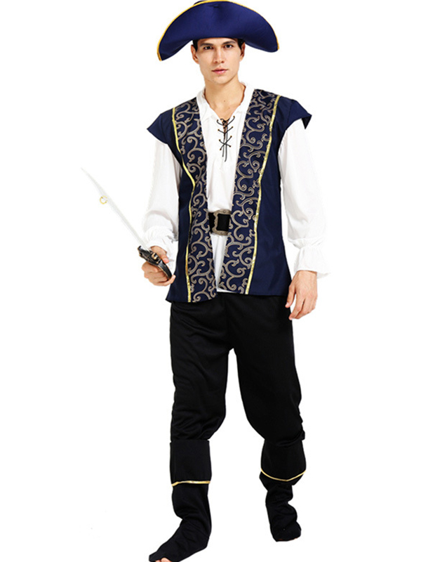 Men Cosplay Pirate Costume with Hat