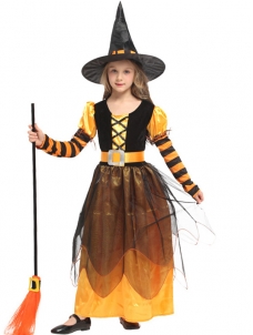 Child Witch Halloween Orange  Witch Costume