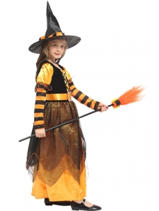 Child Witch Halloween Orange  Witch Costume