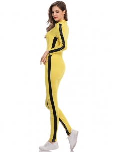 Fashion Women Yellow Jumpsuits Motorcycle Costume
