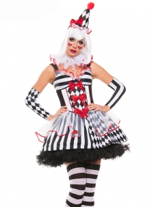  Halloween Clown Women Dress Cosplay Costume