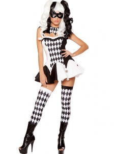 Black White Littice Clown Costume