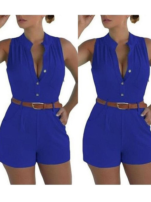 Sleeveless Loose Fitting Casual Short Romper Jumpsuit 