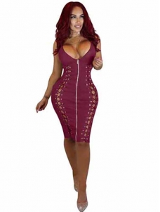 Sexy Women Hollow Out Vinyl Midi Dress