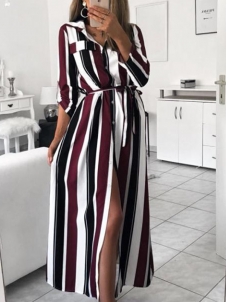Autumn Stripe Women Maxi Dress