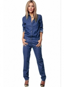 Women Long Sleeve Jeans Jumpsuit