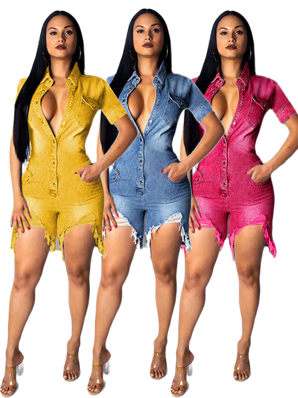 Women Short Sleeve Romper Jumpsuit