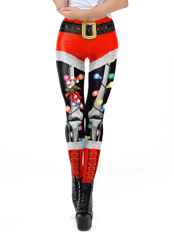 High Waist Christmas Print Women Legging