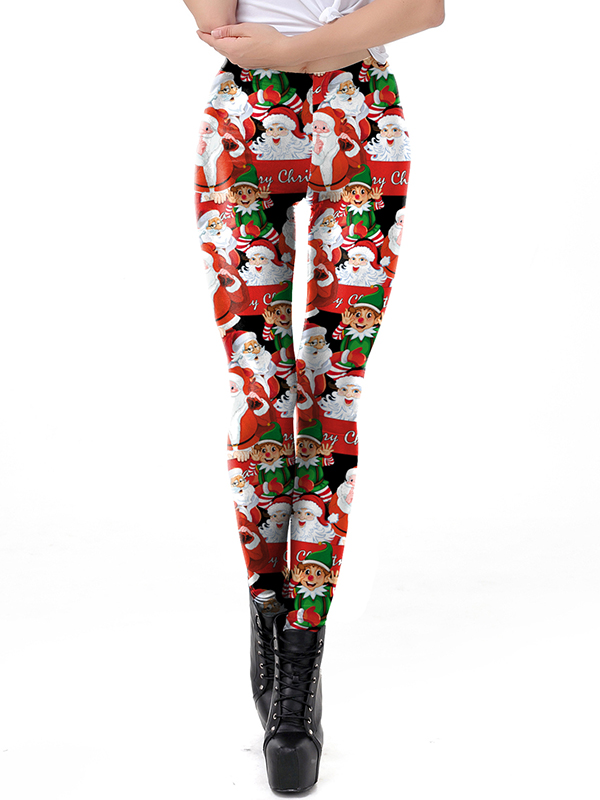 High Waist Christmas Print Women Legging