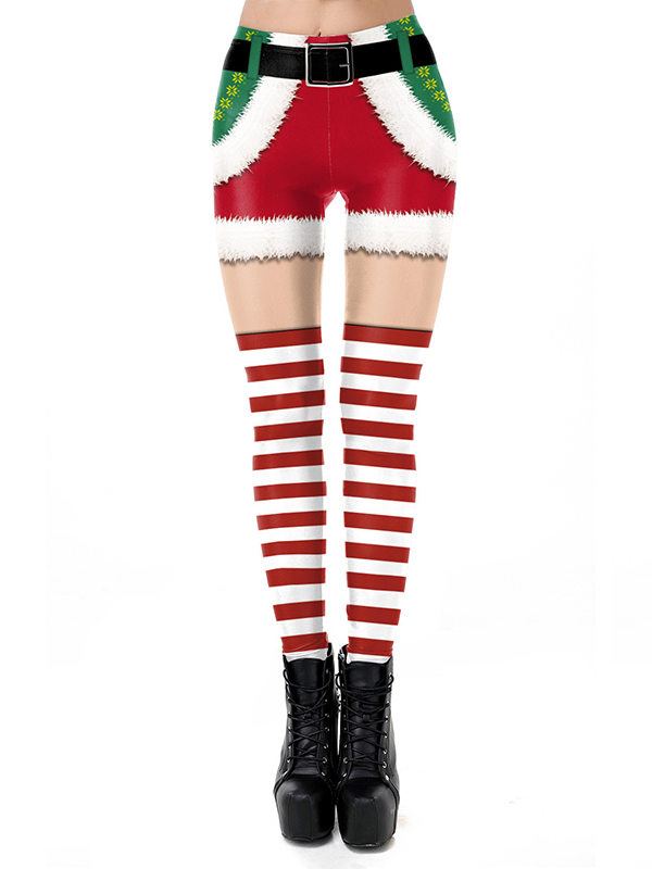 High Waist Christmas Print Women Legging