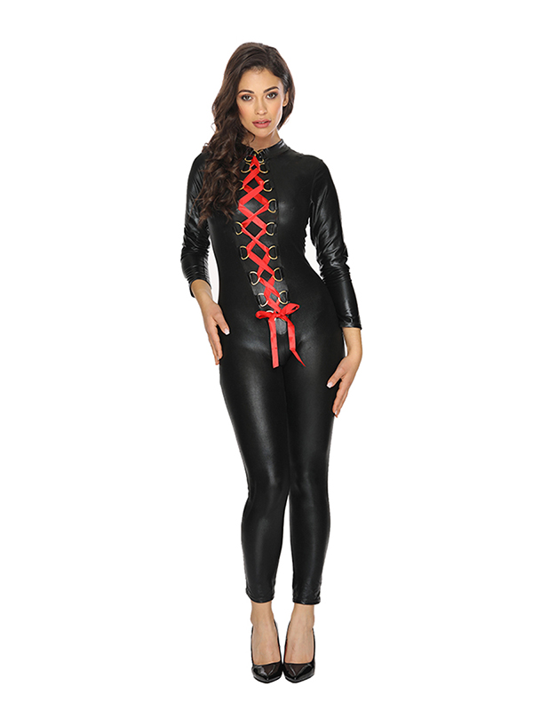 Two Way Zipper Jumpsuit Costume Black