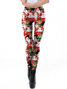 High Waist Christmas Print Women Legging