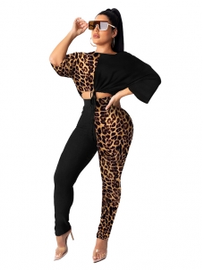 Leopard Women Half Sleeve Suits