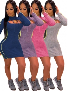 Women Long Sleeve Sport Mini Dress