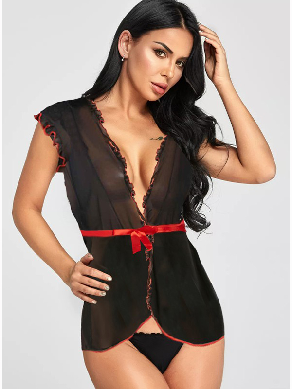 Women Transparent Black Babydoll