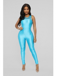 Blue Women Sleeveless Jumpsuit