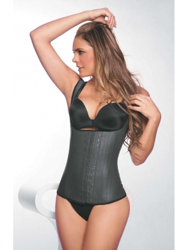 Black Latex Waist Trainer 9 Steel Bone