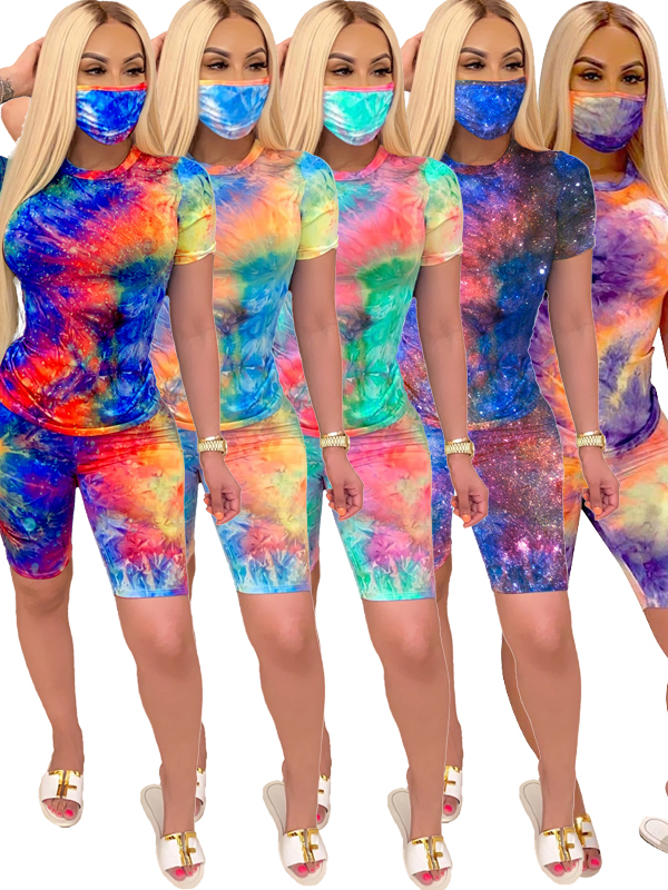 Tie Dye Women Sport 2 PCS Suit