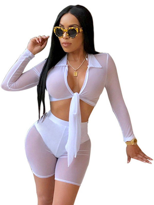 White Women Summer Transaprent Suit