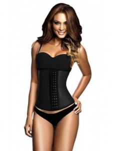 Black Latex 4 Steel Boned Waist Trainer Corset