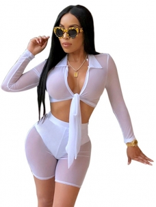 White Women Summer Transaprent Suit