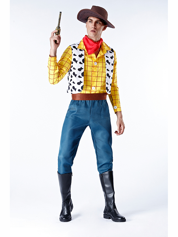 Men Cowboy Halloween Costume (including fancy dress, hat)