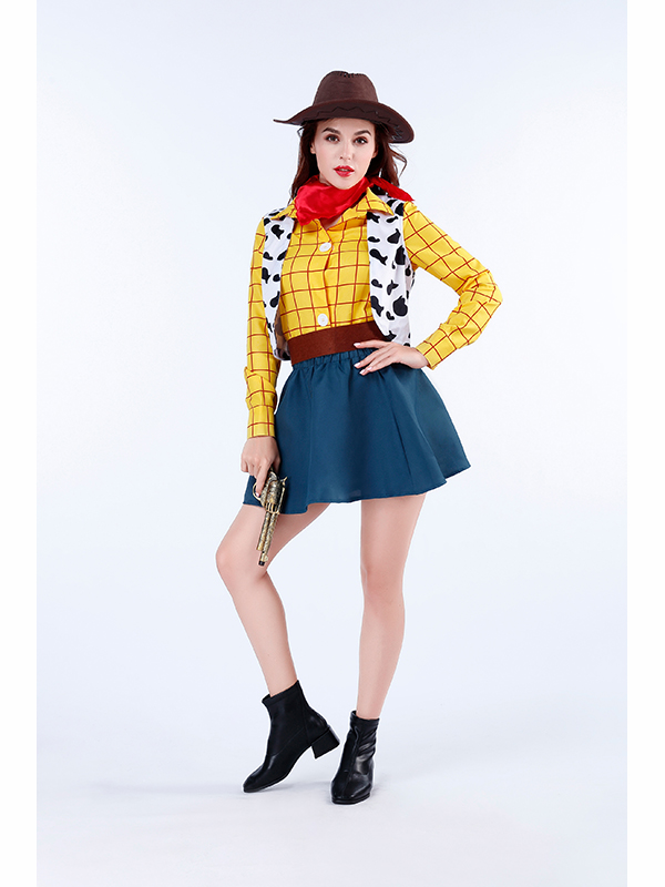 Women Cowboy Halloween Costume (including fancy dress, hat)