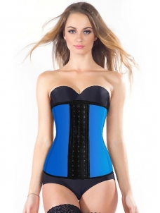 Blue Latex Large 9 Steel Boned Waist Cincher Corset