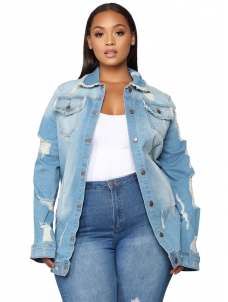 Plus Size Women Long Sleeve Autumn Denim Tops