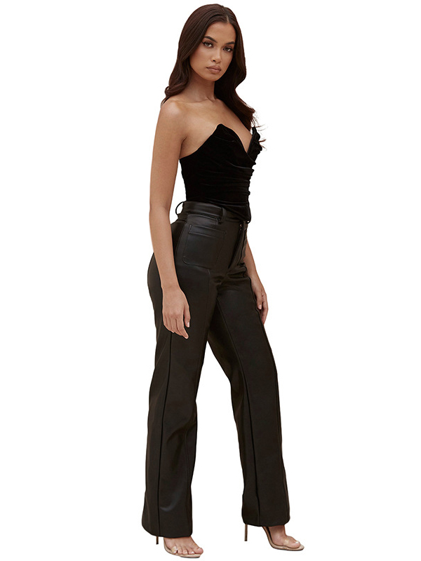 Women Vinyl High Waist Long Pant