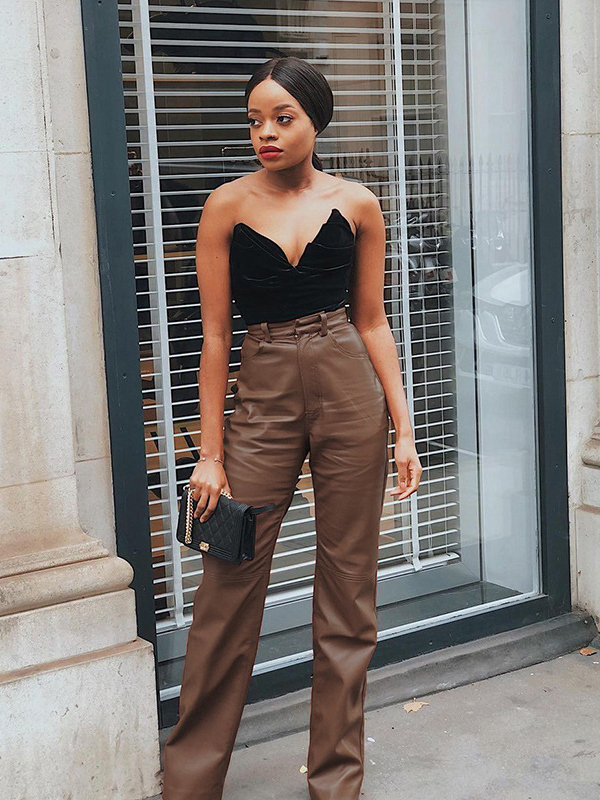 Women Vinyl High Waist Long Pant