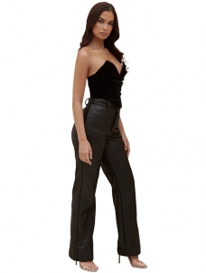 Women Vinyl High Waist Long Pant