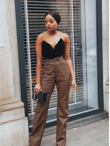Women Vinyl High Waist Long Pant