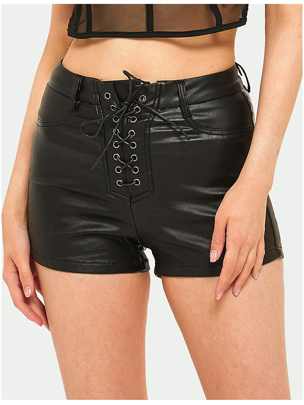 Women High Waist Vinly Short Pant